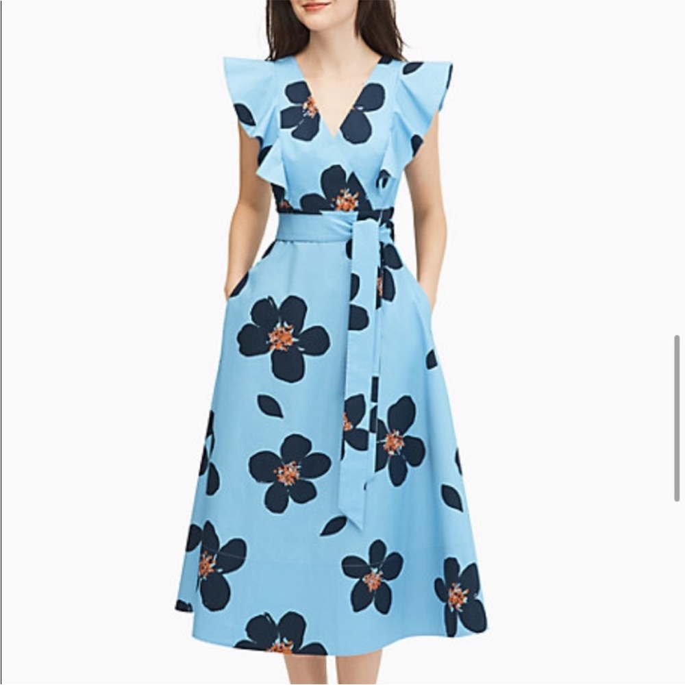 Kate Spade floral poplin Dress - size 0- perfect condition , worn a few times